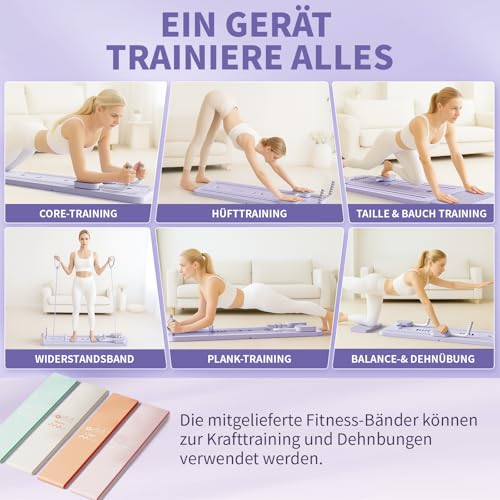 Northdeer Pilates Reformer, 2025 Upgraded Foldable Pilates Board, Multifunctional 8-in-1 Pilates Set for Home Fitness