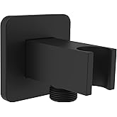Aquaiaw Wall Supply Elbow with Flange, Solid Brass, Electroplate Matte Black, Female Inlet Tapered 1/2 NPT. The product in re