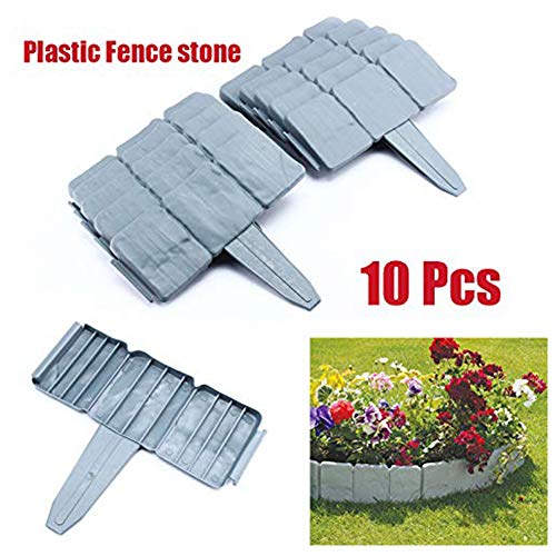 Garden Fence Panels,Flowerbed Border Edging,Landscape Edging Border,Garden Edging,10 PCS Decorative Fence Border,Spring Yard Lawn Garden Plastic Faux Stone Patio Border Edging Fence