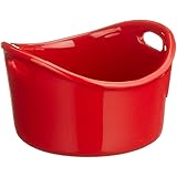 Rachael Ray Stoneware 4-Piece Bubble & Brown Ramekin Set, Red