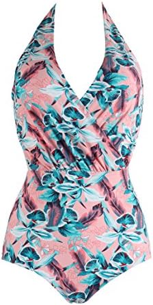 YTUIEKY Women's One Piece Backless Swimsuits Plunging Neckline Front Cross High Waist Bathing Suits Swimwear