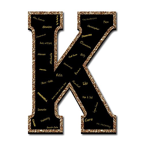 Signature Letter K - Guest Book Sign Letter - 21â€ Foam Board Party Guestbook Alternative | Black with Gold Monogram Letter - K