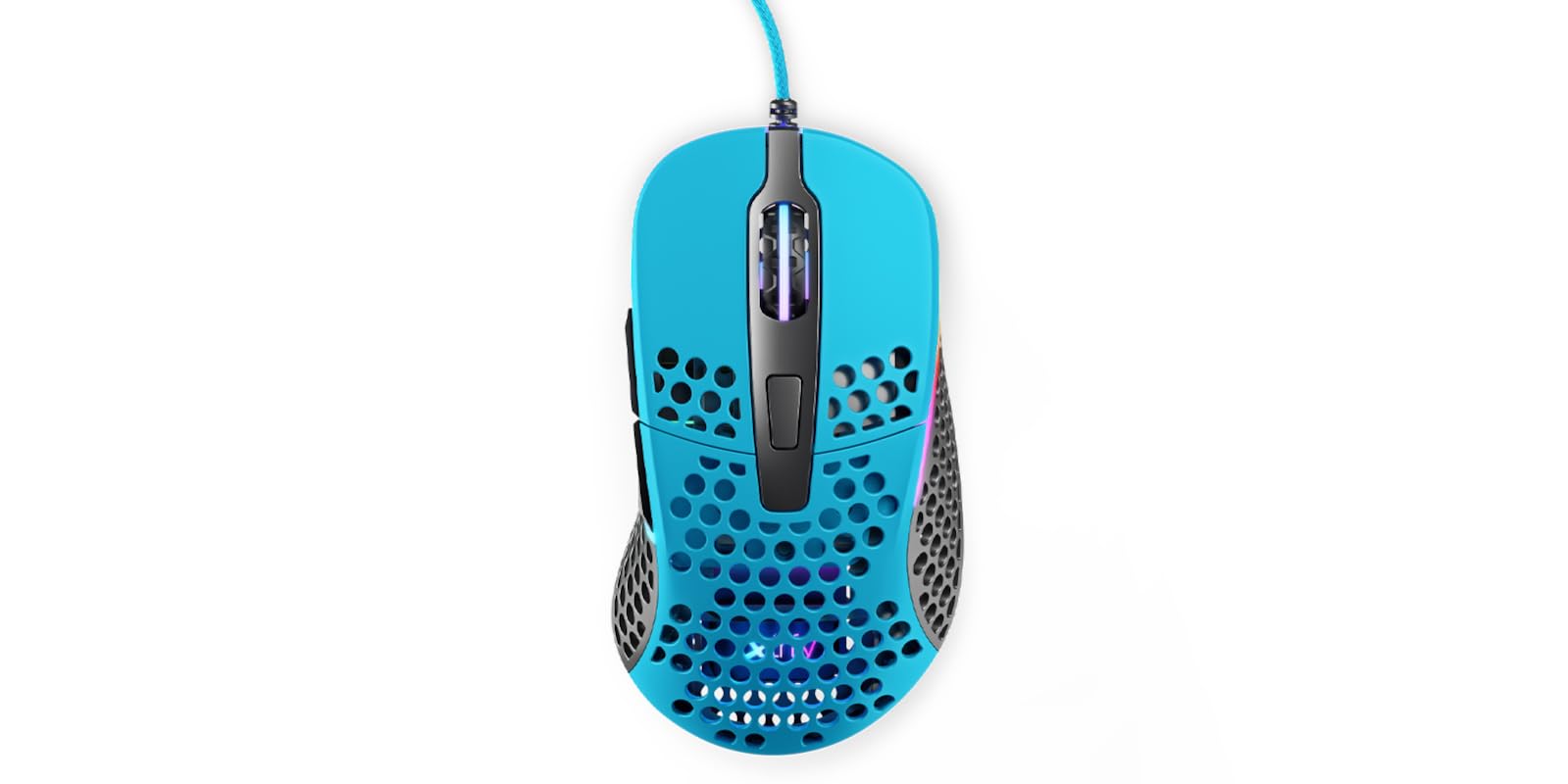 Xtrfy M4 RGB, Ultra-Light Wired Gaming Mouse, Ergonomic Design for Right-Handers, Cutting-Edge Pixart 3389 Sensor, Adjustable RGB Lighting, Miami Blue Edition