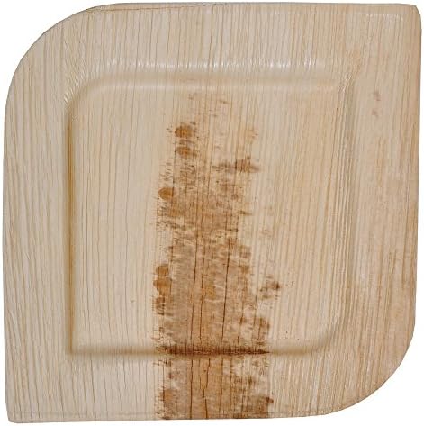 GREEN ATMOS 100 PACK - 10 INCH ROYAL SQUARE PARTY/ MARIAGE DINNER BUFFET PLATE BIODEGRADABLE, COMPOSTABLE AND ECO-FRIENDLY DISPOSABLE ARECA PALM LEAF PLATES
