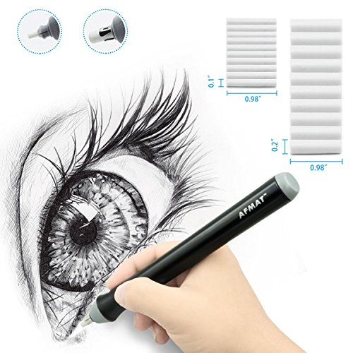 Electric Eraser Kit Battery Operated Sketching Drawing Pencil Eraser 2 Highlights(erasing) Effects with 100pcs Rubber Refills(40 Big + 60 Small), for Artists Painters Designers Students Teachers-Black - Thumbnail 7