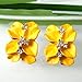 Navachi 18k Gold Plated Crystal Yellow Enamel Leaves Flower Omega Earrings