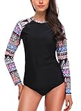 Taylover Women's Swim Shirt Rash Guard Long Sleeve Rash Guard UPF 50+ Swimwear Black