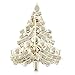EVER FAITH Art Deco Christmas Tree Brooch Clear w/Red Austrian Crystal Gold-Tone