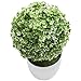 MyGift Tabletop Artificial Topiary Indoor Decor, Fake Plants Faux Green Boxwood Ball Tree with White Planter Pots, Set of 2