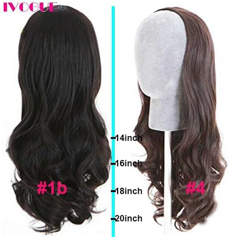 iVogue Hair Fashion Wavy Human Hair Half Wigs Unprocessed Virgin Brazilian 3/4 Half Wigs Human Hair Body Wave None Lace Wigs with Combs or Clips