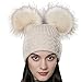 URSFUR Unisex Autumn Knit Wool Beanie Hat Women Winter Hat with Ball Pom Pom