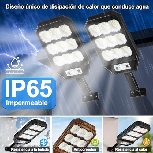 FURRIFIC Luces Solares para Exterior, 2 Paquetes 279 LED 1000 Lúmenes Lámpara Solar con Sensor de Movimiento, Impermeable IP65 de Iluminación Segura para Jardín, Patio, Terraza, Hogar