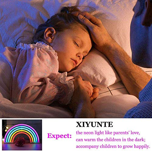 XIYUNTE Rainbow Neon Lights, Rainbow Lights Christmas Neon Wall Light Battery and USB Operated Light up LED Signs Rainbow Lamps for Children's Bedroom,Christmas,Wedding,Party Decoration