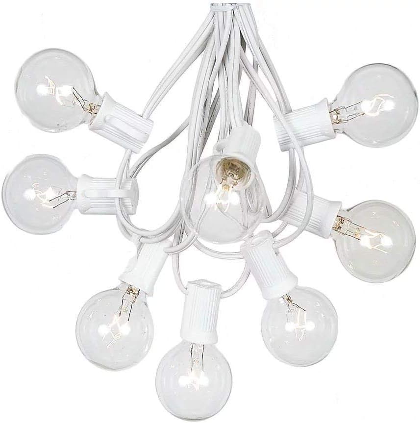 Goothy Outdoor Globe String Lights 100Ft with 105 G40 Clear Bulbs, Vintage Hanging Patio Lights for Outdoor Garden Party Patio Bistro Market Cafe Umbrella Backyard Decor - White : Garden & Outdoor