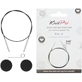 KnitPro 360&deg; Nylon Coated Stainless Steel Black Silver Swivel Cable | 22"/ 56cm (to Make 32"/ 80cm IC Needle)