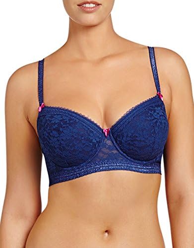 Evollove Ruffle Band 251085 Underwired Longline Padded Plunge Push Up Bra sodalite blue 38DD