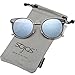 SojoS Premium Metal Flat Reflective Mirror Lens Round Sunglasses UV400 SJ1050