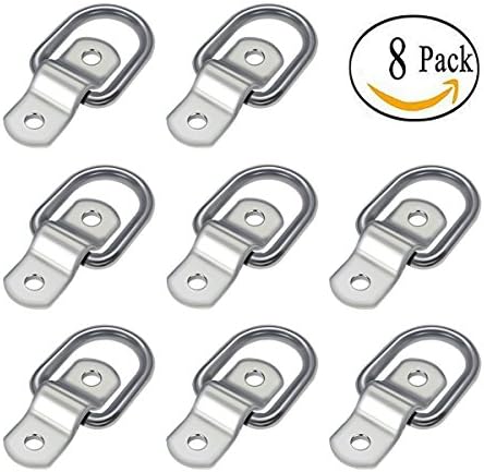 MUIIGOOD D-Ring 1/4" Tie Down Ring Load Anchor Trailer Anchor Forged Lashing Surface Mount Tie Down Ring 9600 Pound Breaking Strength, Pack of 8