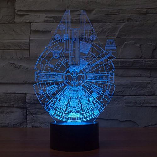 SUBOSI 3D Illusion Lamp Star Wars Millennium Falcon 7 Colors Changing LED Night Light Touch LED Visual Lights, USB Charging LED Desk Table Light Lamp