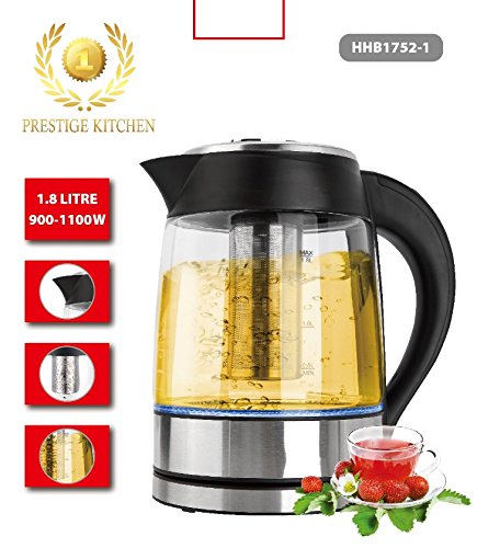 Click Here to See More Images Cordless Glass Electric Kettle with Filter and LED Lights 1.8 Liter