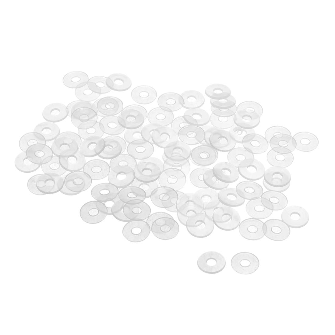 sourcing map Nylon Flat Washers M3.5 11mm OD 3.5mm ID 1mm Thickness Sealing Gasket for Faucet Pipe Water Hose, Clear, Pack of 200