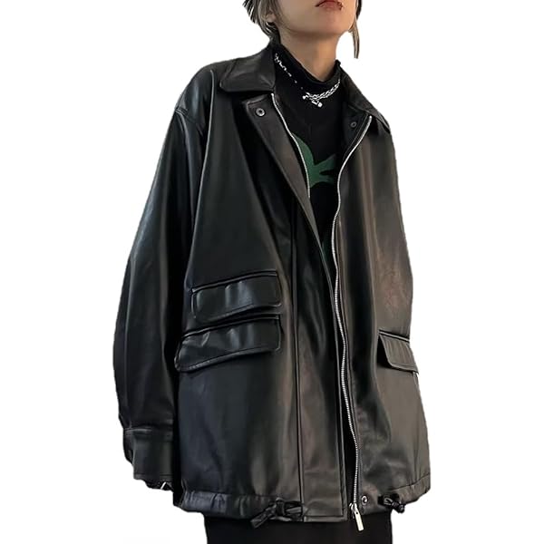 Flixxo Y2K Faux Leather Jacket Women Dark Academia Oversized