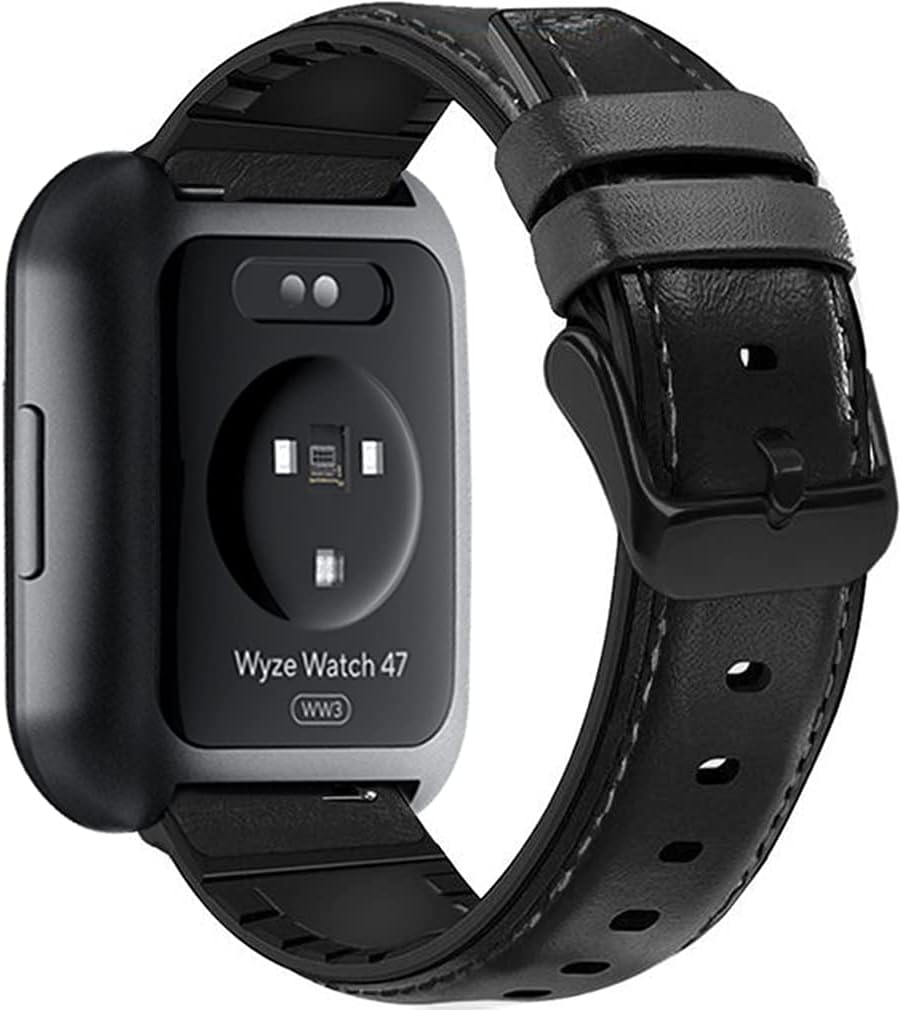 Leather Bands for Wyze Watch 47mm 44mm, Genuine Leather Wyze Watch Band