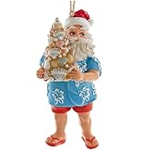 The Bridge Collection Beach Santa Ornament - Vacation Santa Claus Ornament for Holiday Decor - Santa's Hawaiian Shirt Holiday Accent