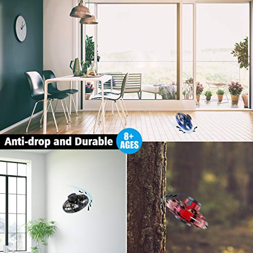BASEIN FlyNova The Most Tricked-Out Flying Spinner, Hand Operated Drones for Kids or Adults - UFO Flying Toy with 360° Rotating and Shinning LED Lights (Blue)