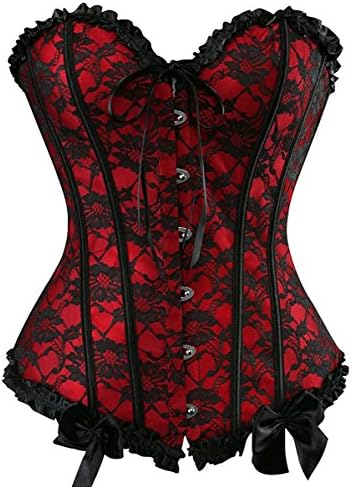 Corset Satin Overbust Lace up Busiter Shapewear Outfit