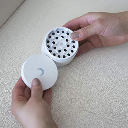 Moon Lit Spice Herb Grinder with Pollen Catcher | 4 Piece 2.5 inch with Pollen Scraper, Storage & Cleaning Brush | Smell Proof, Light & Compact | Portable Kitchen & Travel Accessories | Moon White - Thumbnail 3