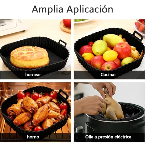 Rantuia 7PCS Silicona para Freidora de Aire, Reutilizable Moldes Accesorios para Freidora de Aire, 4 Moldes de Silicona para Freidora de Aire, Brocha de Silicona para Aceite, Guantes de Silicona