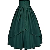 itsjake Women Victorian Skirt Medieval Renaissance Peasant Skirt Floor High Waisted Fluttering Long Skirt