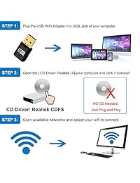 USB WiFi Adapter, Aigital 600Mbps Wi-Fi Network Adapter Dongle for PC Desktop Laptop - NO CD ROM Needed - Dual Band 5G 2.4G Mini Wireless Network Card for Windows XP 7 8 10 Vista & Mac OSX 10.6-10.13