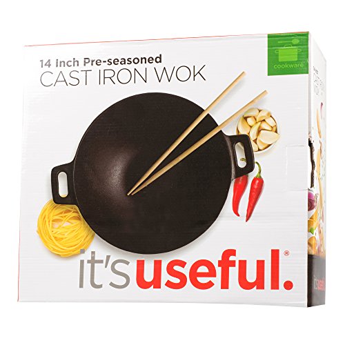 It's Useful Cast Iron Wok - 14 Inches, Black