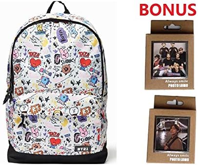 BTS Backpack+80pcs photocards with Clips,Hemp Rope,Bangtan Boys Graphic Backpack for Kids Adult Christmas Gift School Bag