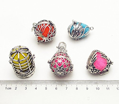 Dandan DIY 5pcs Bird Brass Cage Assorted Styles Owl Heart Landmine Tree Locket Perfume Essential Oil Aromatherapy Diffuser Charms Hollow Pendant Craft Diffusion Ball (Assorted Styles) - Thumbnail 5