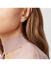 Carleen 925 Sterling Silver CZ Cubic Zirconia Cuff Earrings Over Ear Crawler Climber Jackets Studs For Women Girls