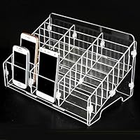 Ozzptuu Transparent Acrylic 24-Grid Storage Compartments Multifunctional Storage Box for Cell Phones Holder Desktop Supplies Organizer