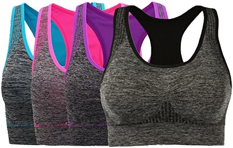 Women's Seamless Sports Bra Medium Impact Pocket Yoga Bras