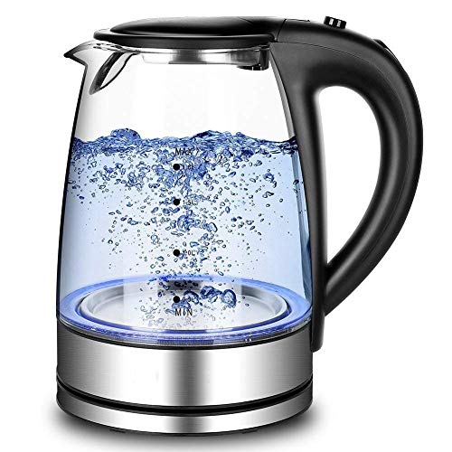 Electric Kettle, 1.7L Visual design With High Quality Glass Fast Boiling And Thermostat Control Boil Dry Protection (BPA-Free/FDA Certified/UL Approved)