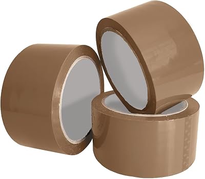 ARVO Brown Packing Tape 3 Rolls 48mm x 60m Low Noise 50µm