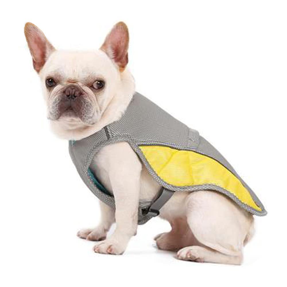 Dog Cooling Vest, JanTeelGO Evaporative Swamp Cooler Coat for Dogs Medium Large - Premium Pet Cool Vest Jacket Anti-heat Clothes for Outdoor Walking Hunting Training (Large, ‎Grey-Yellow)