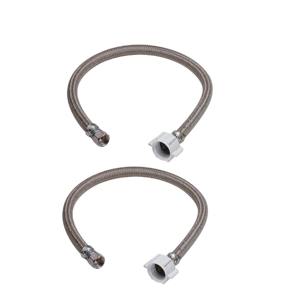 Photo 1 of EZ-Fluid Toilet Water Supply Connector Line Braided Stainless Steel, Toilet Supply Line - 3/8 Female Compression Thread x 7/8 Female Ballcock Thread 20-Inch (Pack 2)