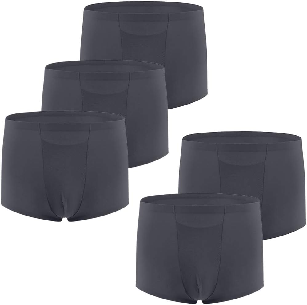 Men's Boxer Briefs，Breathable man's underwear，Smooth Full Elastic Trunks，5 pack(Dark Gray,M)