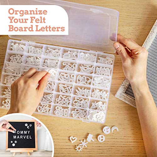 Plastic Organizer Box with Dividers - Clear Organizer Box with 36 Compartments - Best for Letter Board Letters, Bead Storage, Fishing Tackle & Jewelry Box