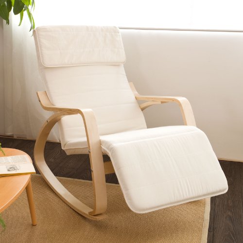 SoBuy Comfortable Relax Rocking Chair with Foot Rest Design, Lounge Chair, Recliners Polycotton