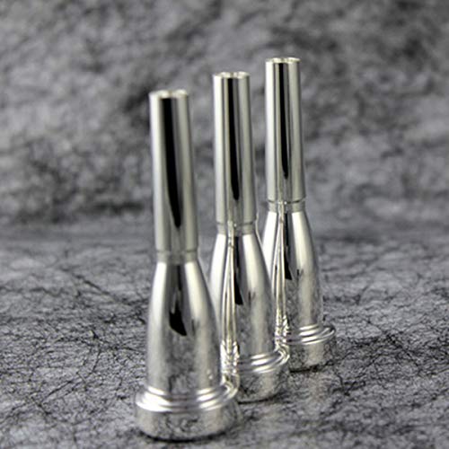Trumpet Mouthpiece 3C 5C 7C (3 Pack) with Box and Microfiber Cleaning Cloth Compatible with Yamaha Bach Conn King Replacement Musical Instruments Accessories, Silver Plate (Bullet Shape)