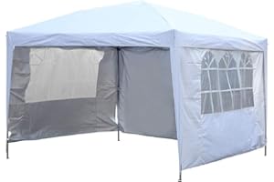 LEISURELIFE 10x10ft Pop Up Canopy Tent with Sidewalls White Outdoor - Portable Adjustable Instant Gazebo Party Tent, Carrying Bag