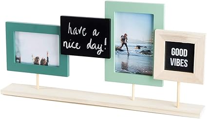 Balvi Pele Mele Nature Cadre Pour 3 Photos Avec Ardoise Noire Cadre Photo A Poser Bois 23x48 Cm Amazon Fr Cuisine Maison